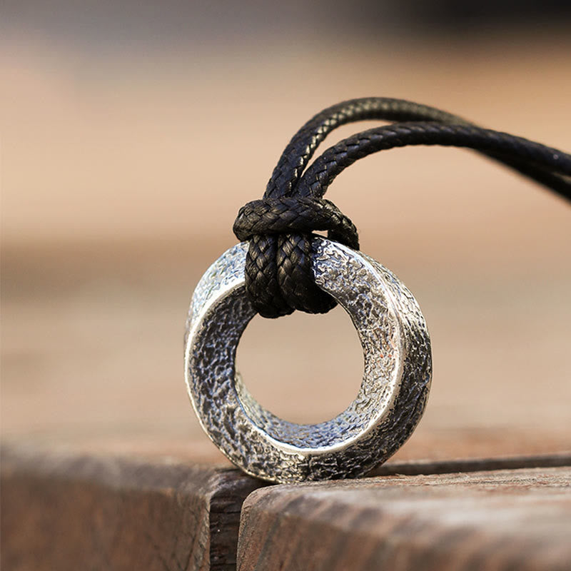 WorldNorse Handcrafted 925 Silver Mobius Strip Necklace - 55cm Black Wax Rope - image 0