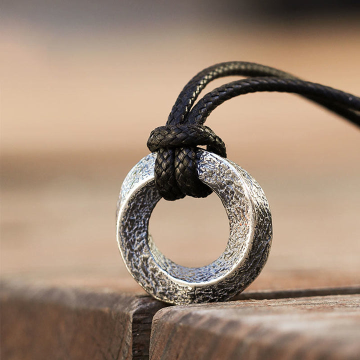 WorldNorse Handcrafted 925 Silver Mobius Strip Necklace - 55cm Black Wax Rope - image 0