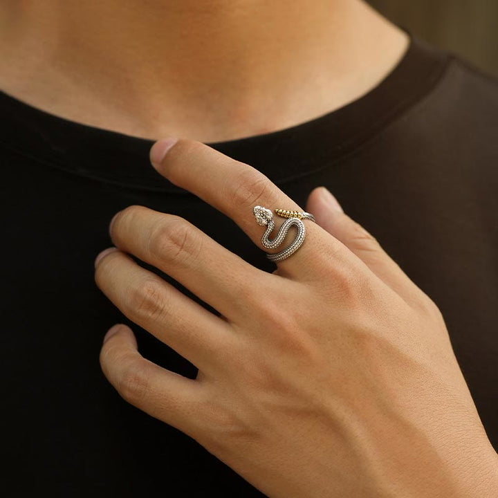 WorldNorse 925 Sterling Silver Snake Open Ring