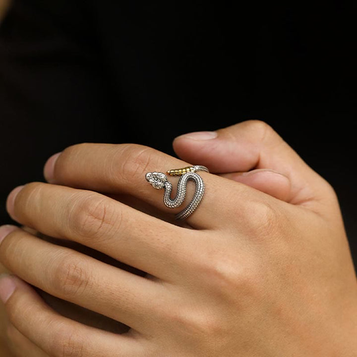 WorldNorse 925 Sterling Silver Snake Open Ring