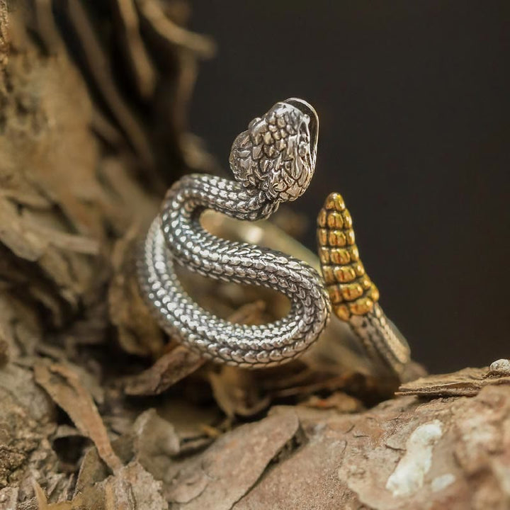 WorldNorse 925 Sterling Silver Snake Open Ring