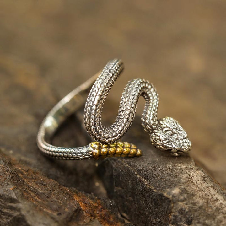 WorldNorse 925 Sterling Silver Snake Open Ring