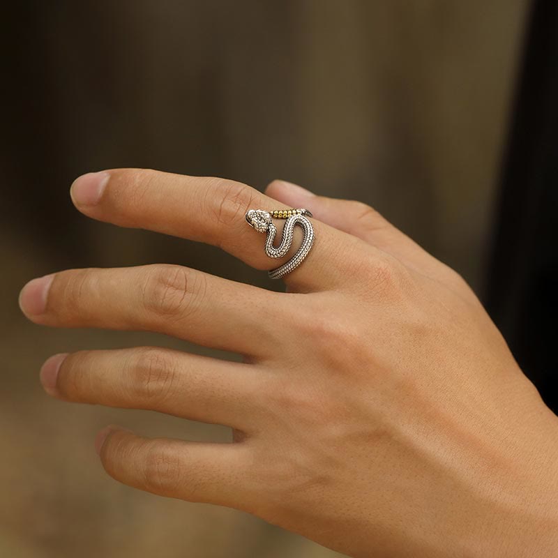 WorldNorse 925 Sterling Silver Snake Open Ring