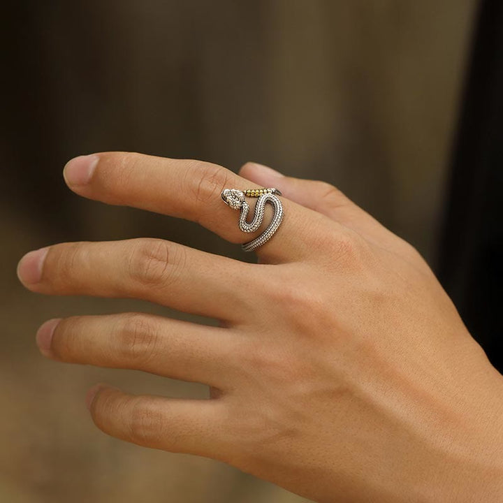WorldNorse 925 Sterling Silver Snake Open Ring
