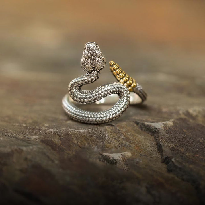 WorldNorse 925 Sterling Silver Snake Open Ring