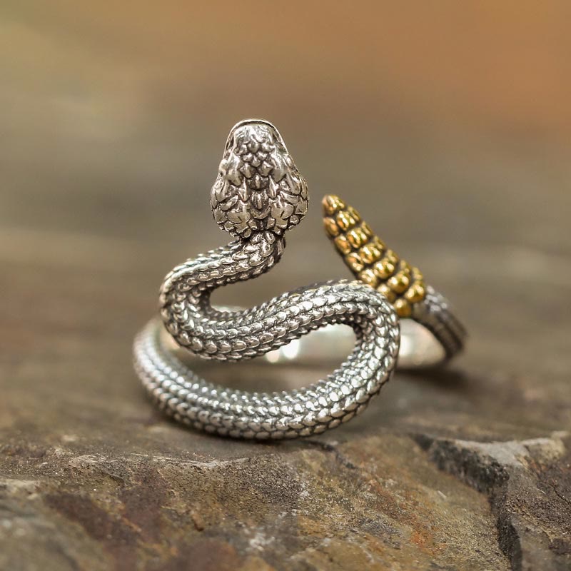 WorldNorse 925 Sterling Silver Snake Open Ring