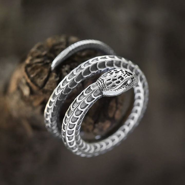 WorldNorse 925 Sterling Silver Snake Open Ring
