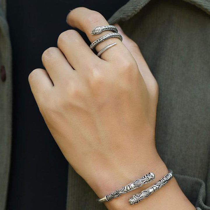 WorldNorse 925 Sterling Silver Snake Open Ring