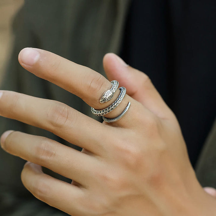 WorldNorse 925 Sterling Silver Snake Open Ring