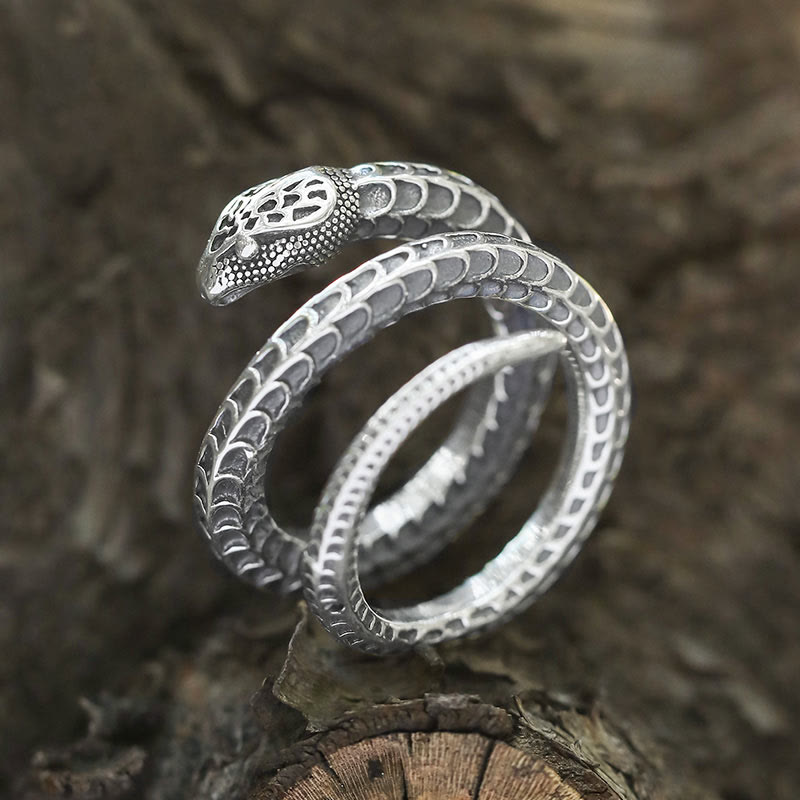 WorldNorse 925 Sterling Silver Snake Open Ring