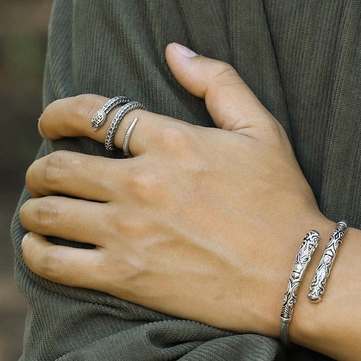 WorldNorse 925 Sterling Silver Snake Open Ring
