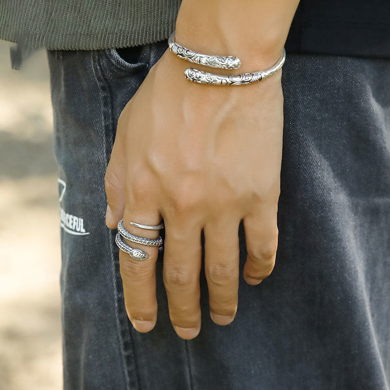 WorldNorse 925 Sterling Silver Snake Open Ring