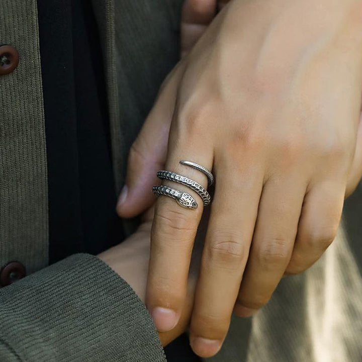 WorldNorse 925 Sterling Silver Snake Open Ring