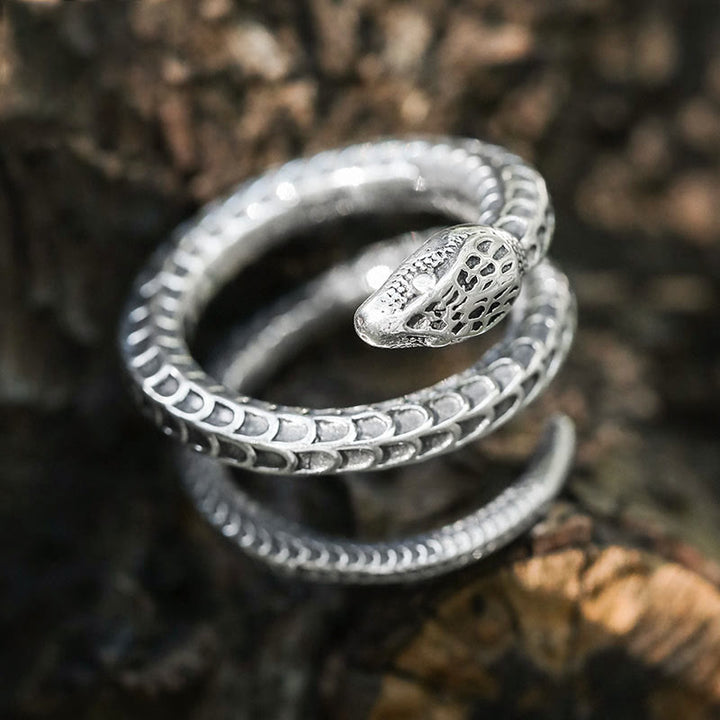 WorldNorse 925 Sterling Silver Snake Open Ring