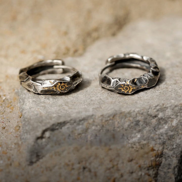 WorldNorse Handcrafted 925 Silver Wish Emblem Hammered Earrings - Retro Silver - image 1