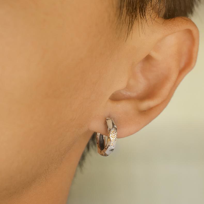 WorldNorse 925 Sterling Silver Wish Emblem Hammered Earrings