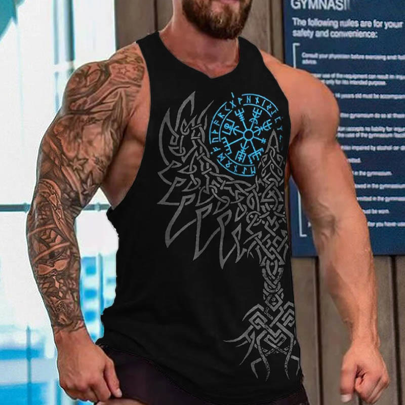 WorldNorse Yggdrasil Vegvisir Runes Raven Vest - Blue - US/UK/AU52，EU62 (6XL) - image 1