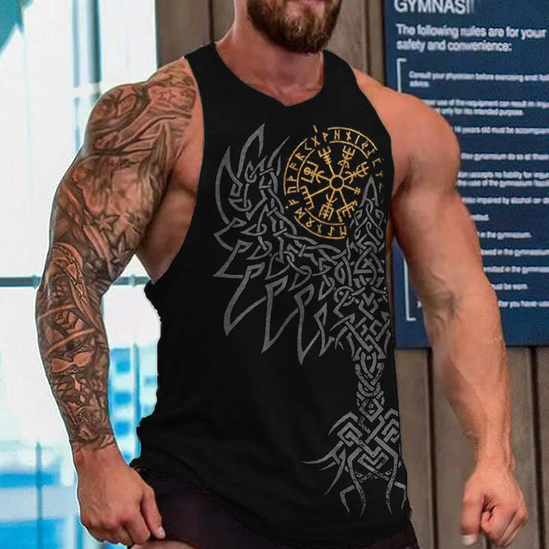 WorldNorse Yggdrasil Vegvisir Runes Raven Vest - Yellow - US/UK/AU52，EU62 (6XL) - image 2