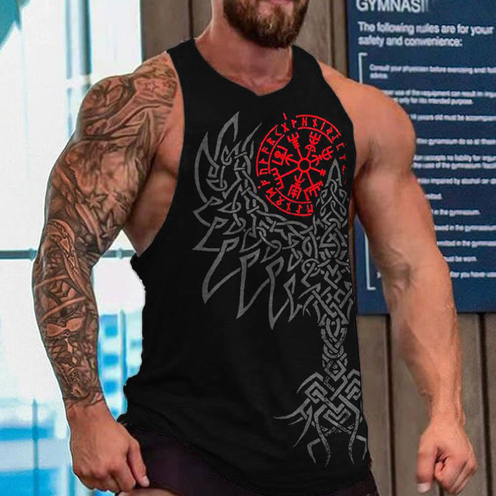 WorldNorse Yggdrasil Vegvisir Runes Raven Vest - Red - US/UK/AU52，EU62 (6XL) - image 0