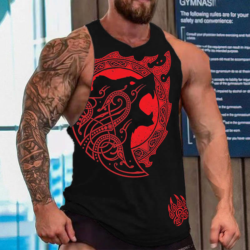 WorldNorse Norse Dragon Celtic Knot Wolves Viking Bear Vest - Red - US/UK/AU52，EU62 (6XL) - image 0