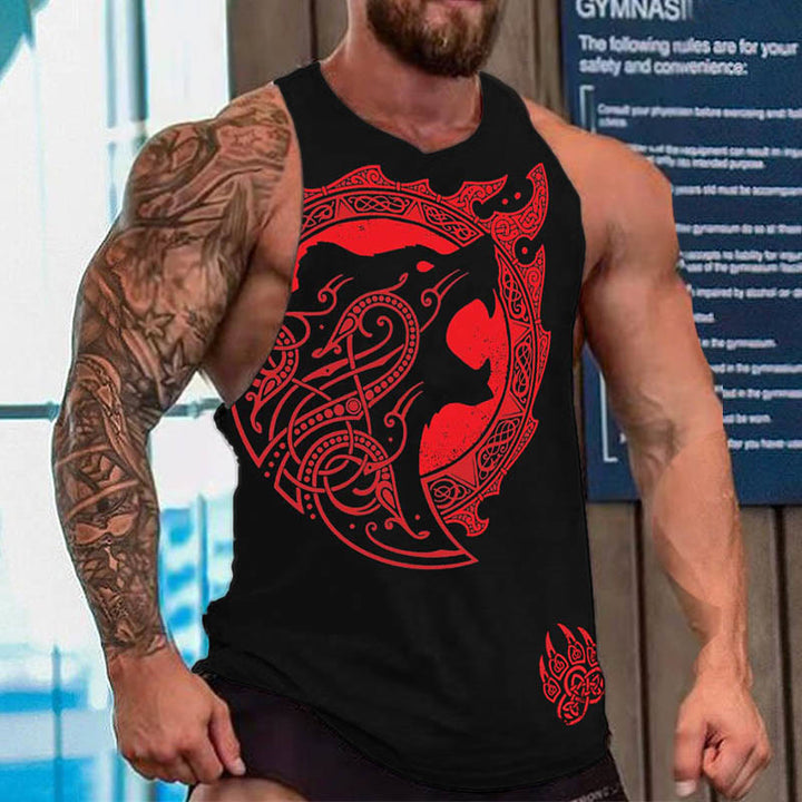 WorldNorse Norse Dragon Celtic Knot Wolves Viking Bear Vest - Red - US/UK/AU52，EU62 (6XL) - image 0