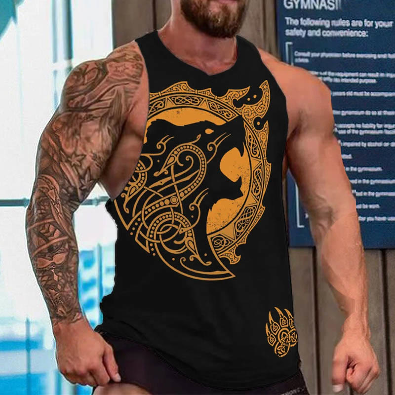 WorldNorse Norse Dragon Celtic Knot Wolves Viking Bear Vest - Yellow - US/UK/AU52，EU62 (6XL) - image 1