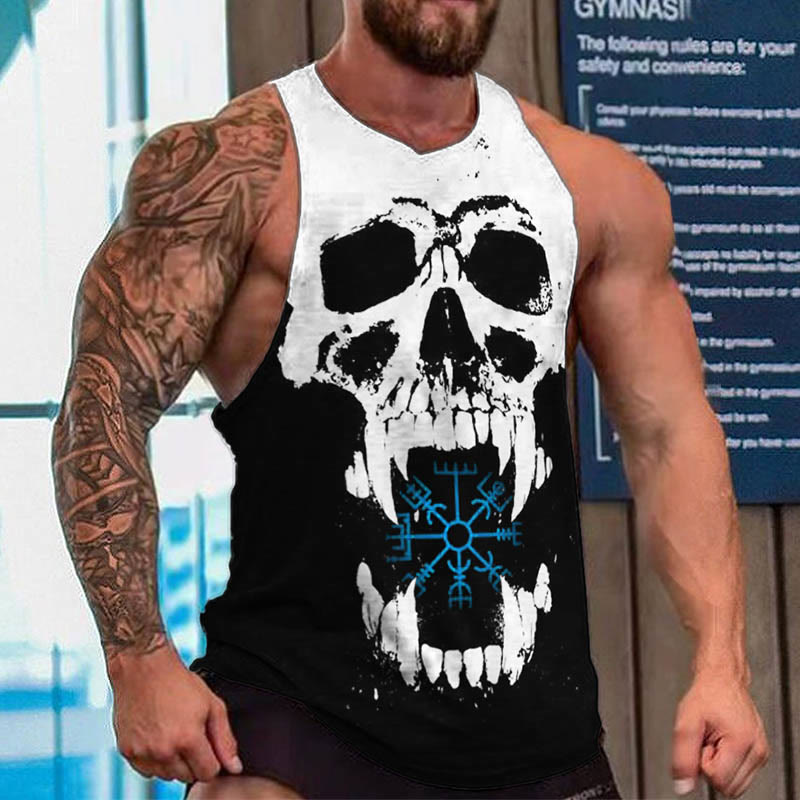 WorldNorse Viking Vegvisir Skull Vest - Blue - US/UK/AU52，EU62 (6XL) - image 0