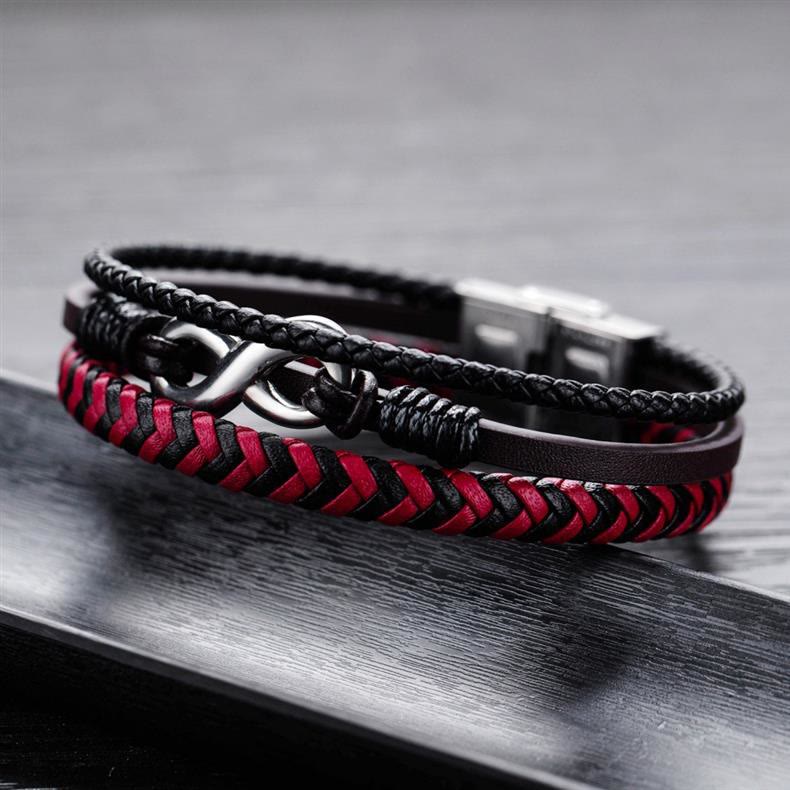 FREE Today: Red and Black Braided Leather Anchor Cuff Bracelet