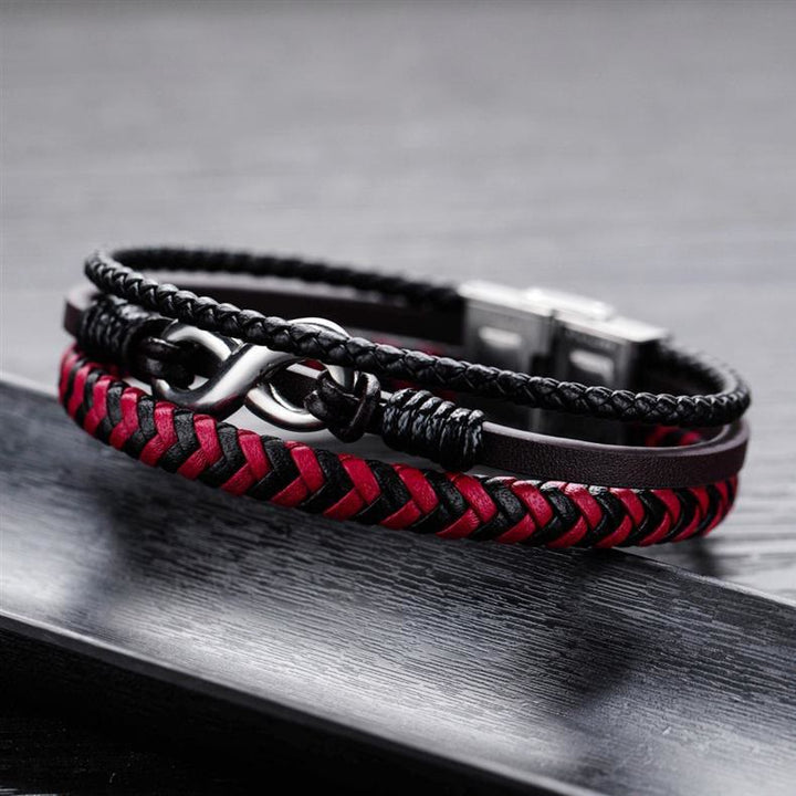 FREE Today: Red and Black Braided Leather Anchor Cuff Bracelet