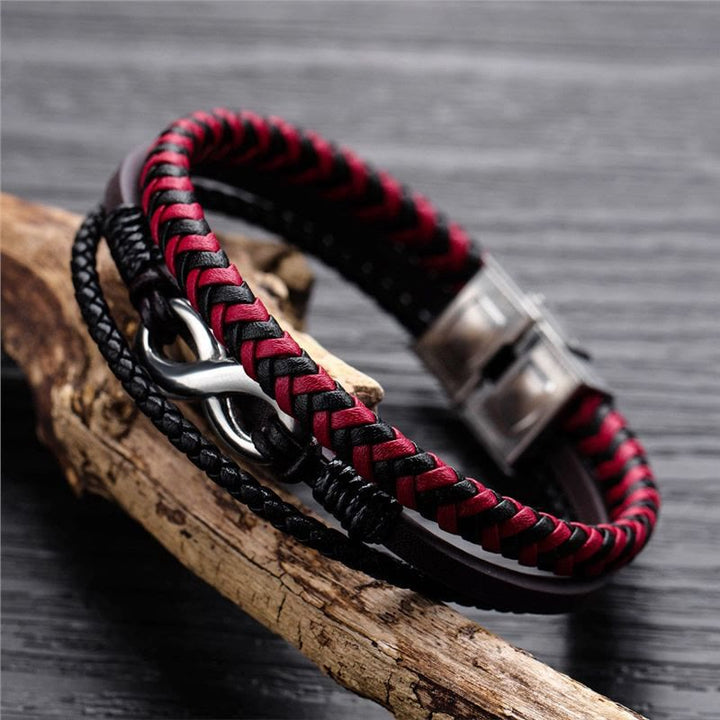 FREE Today: Red and Black Braided Leather Anchor Cuff Bracelet