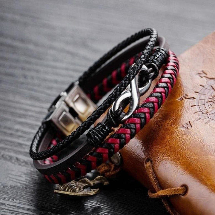FREE Today: Red and Black Braided Leather Anchor Cuff Bracelet