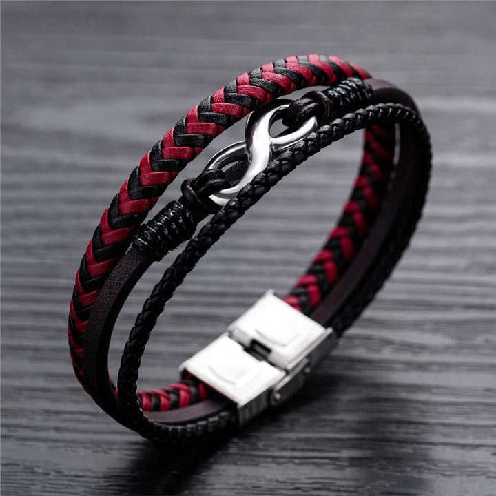 FREE Today: Red and Black Braided Leather Anchor Cuff Bracelet