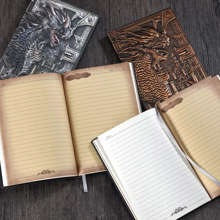 WorldNorse Dragon Embossed Leather Cover Lined Notebook