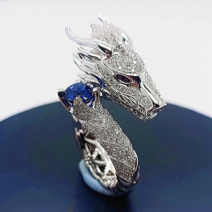 FREE Today: Handmade Silver Dragon Crystal Ring