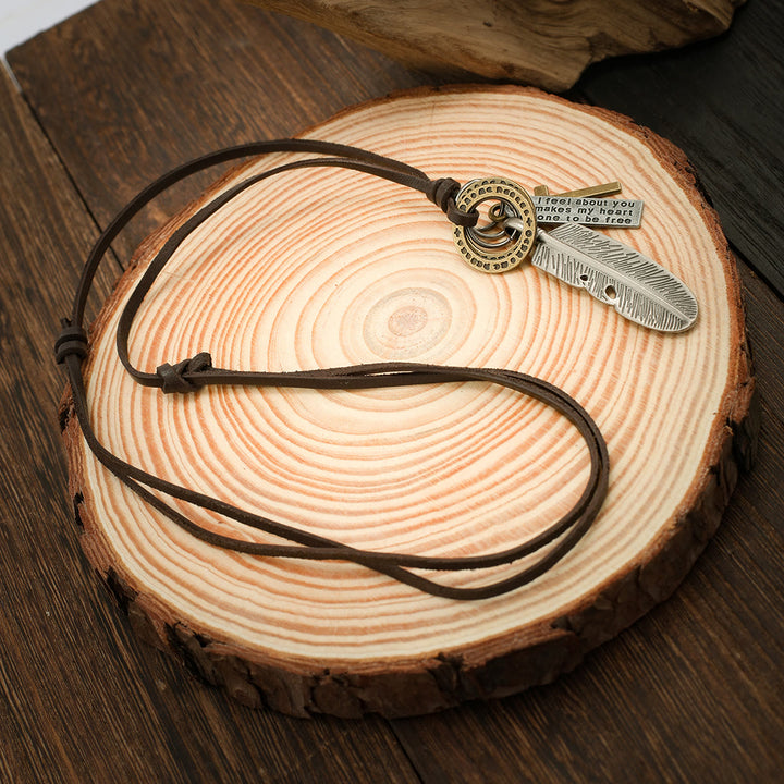 FREE Today: Cross Feather Leather Pendant Necklace