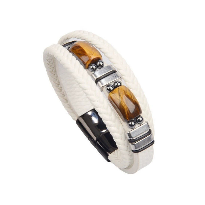 FREE Today: Protection & Success - Men's Leather Tiger's Eye Bracelet