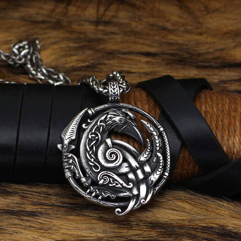 WorldNorse Vintage Raven Celtic Knot Necklace
