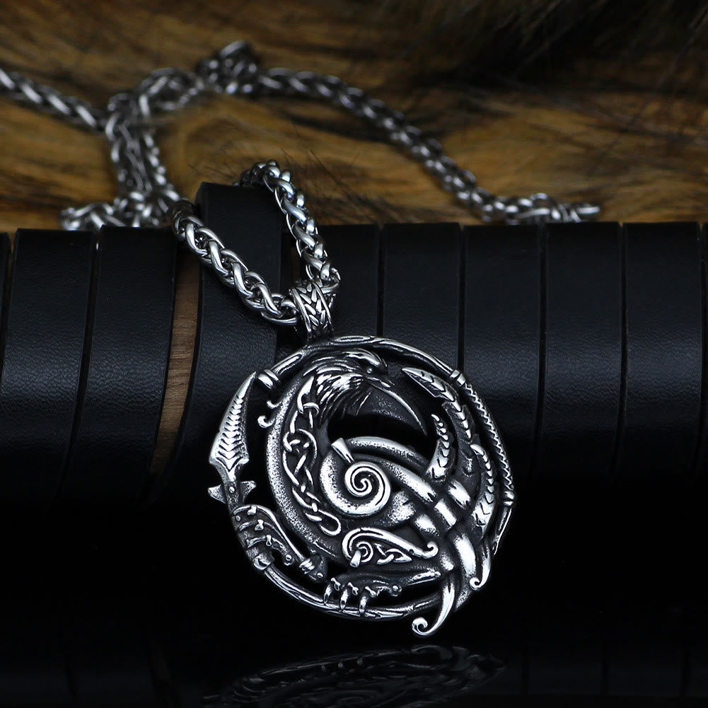WorldNorse Vintage Raven Celtic Knot Necklace