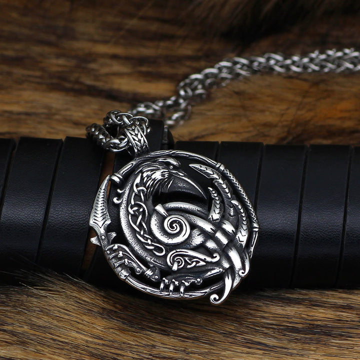 WorldNorse Vintage Raven Celtic Knot Necklace