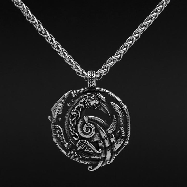 WorldNorse Vintage Raven Celtic Knot Necklace
