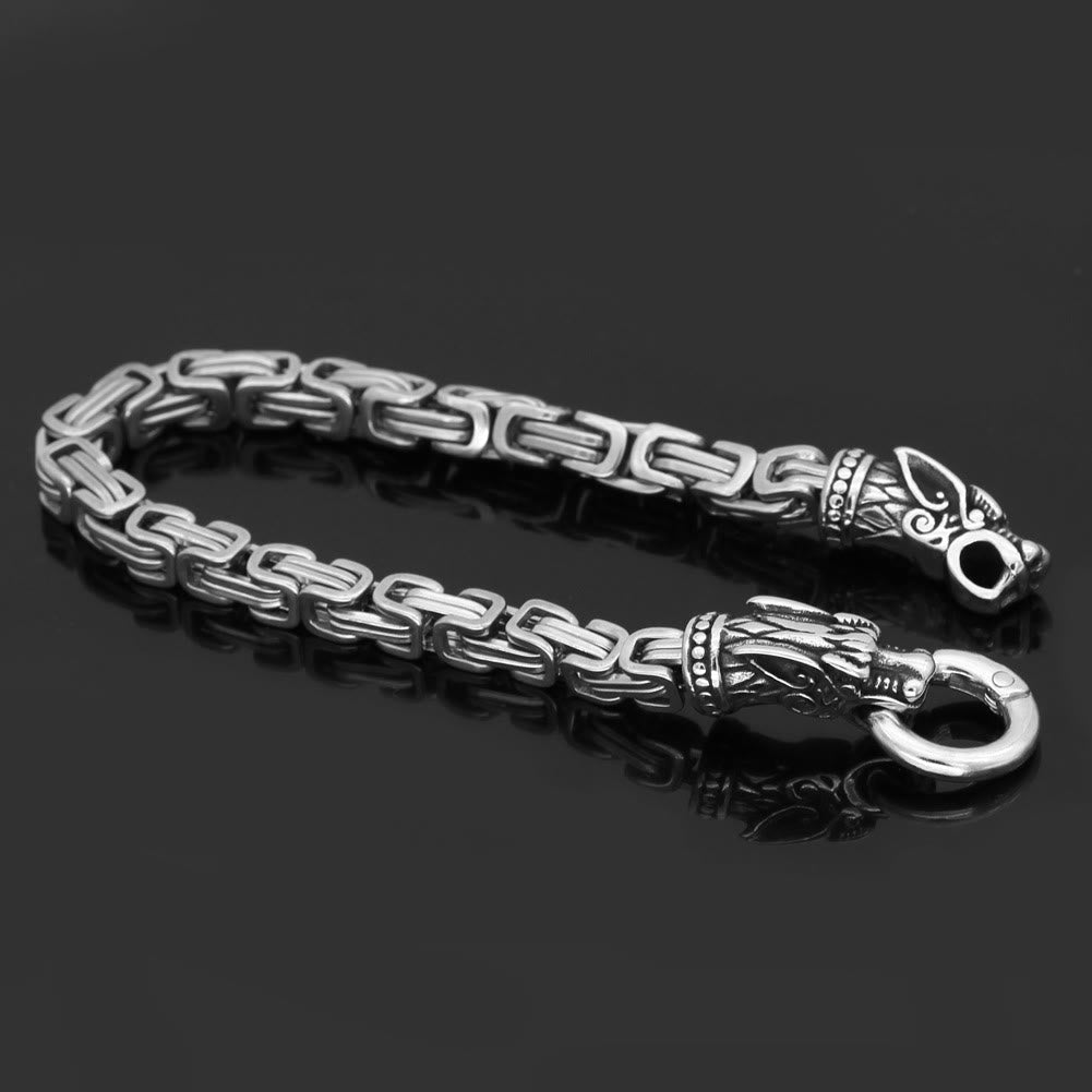 WorldNorse Silver Twin Dragon Head Link Bracelet - image 1