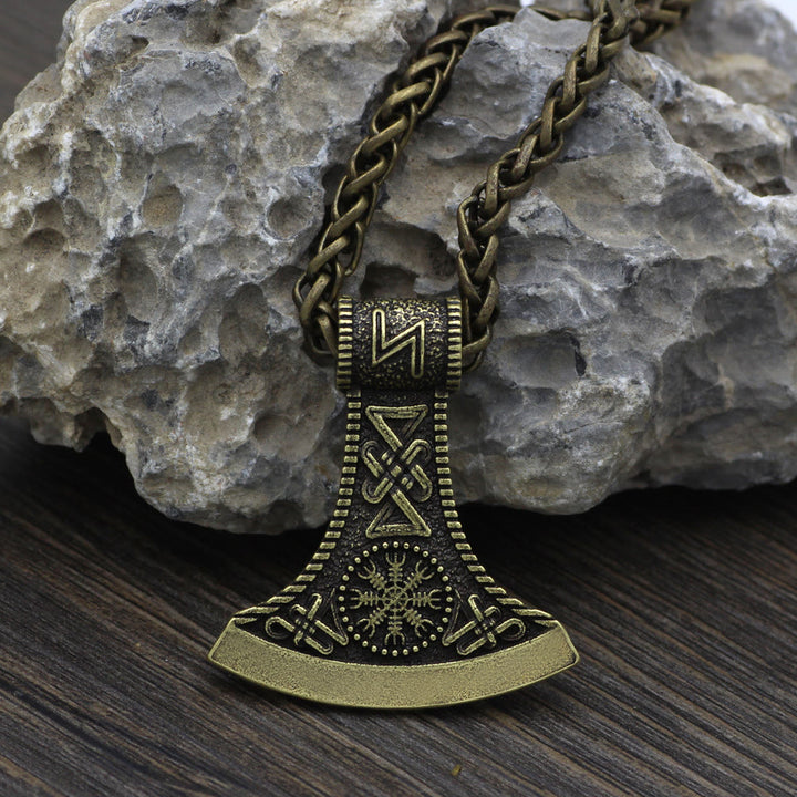 WorldNorse Hand-Forged Pirate Viking Axe Rune Necklace