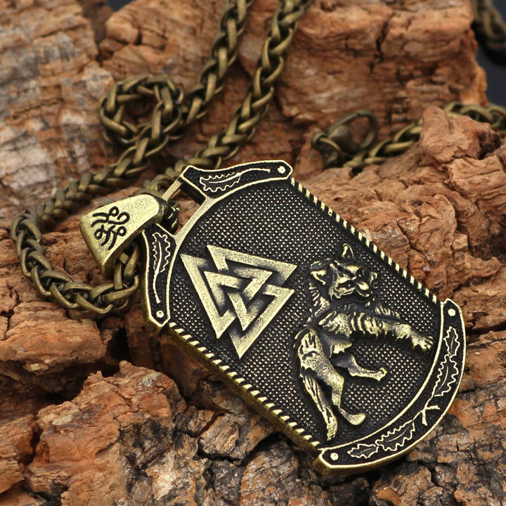 WorldNorse Celtic Wolf Odin's Symbol Yggdrasil Necklace - Bronze - image 0