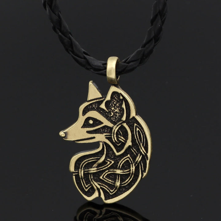 WorldNorse Celtic Wolf Head Statement Necklace