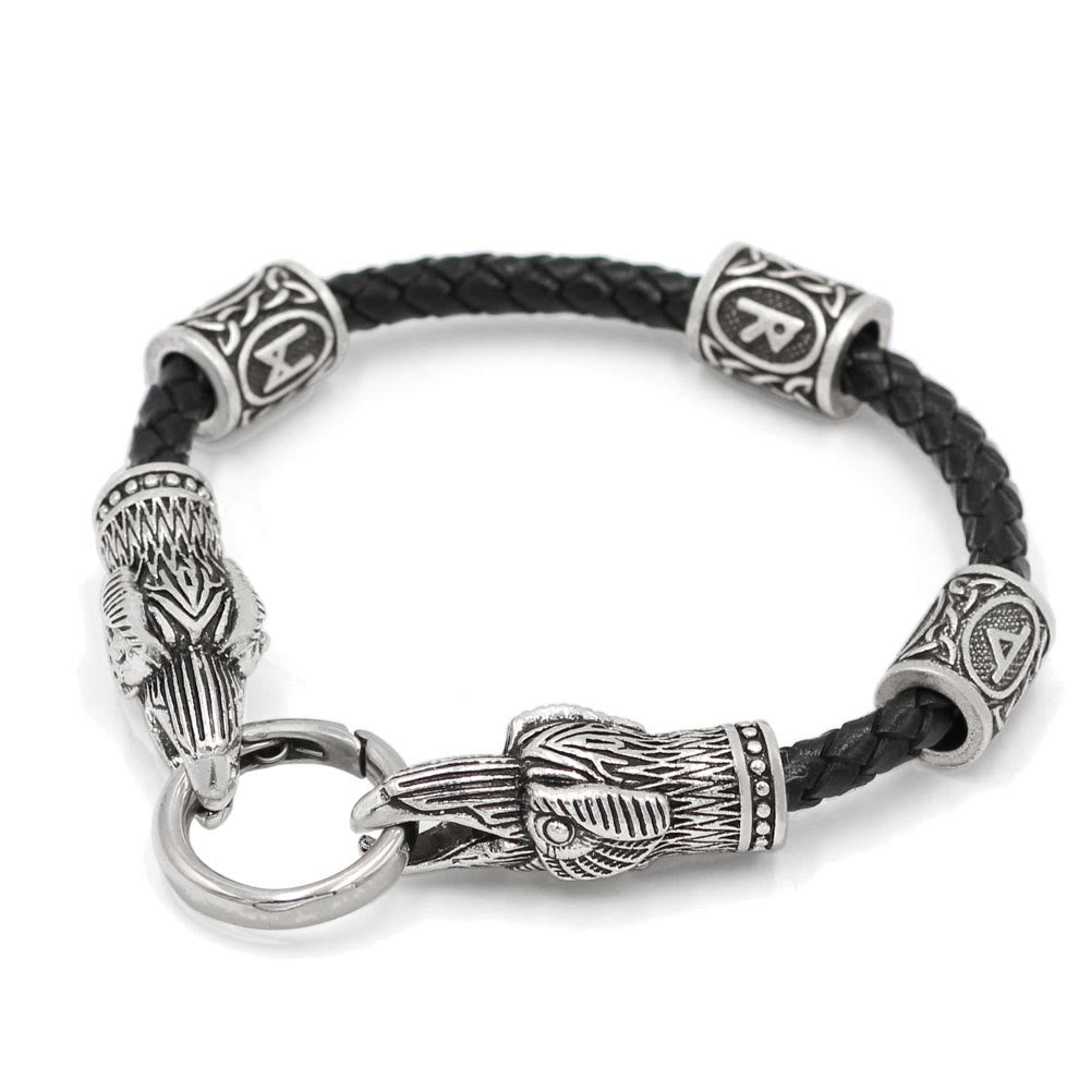WorldNorse  Rune Beaded Leather Wrap Bracelet