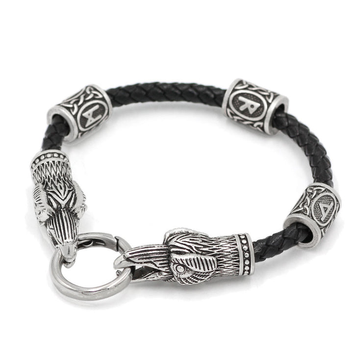 WorldNorse  Rune Beaded Leather Wrap Bracelet