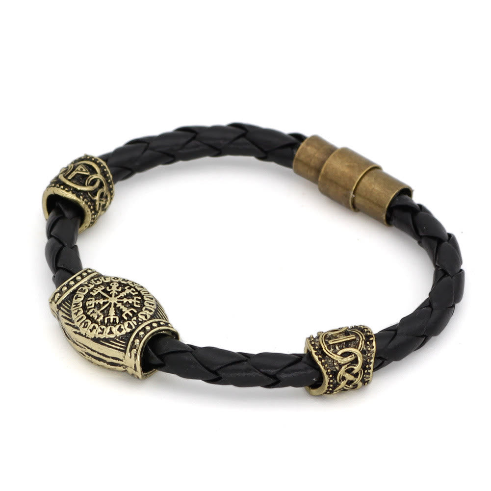 WorldNorse  Rune Beaded Leather Wrap Bracelet