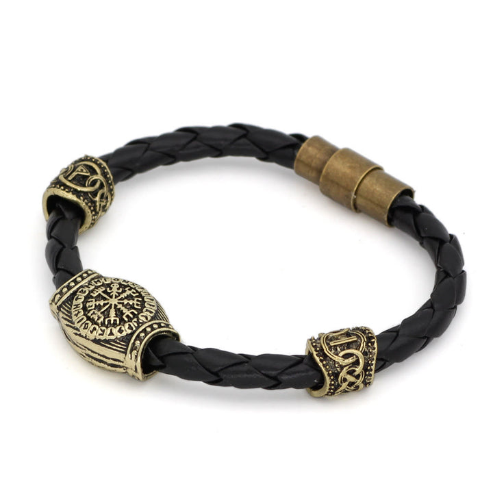 WorldNorse  Rune Beaded Leather Wrap Bracelet