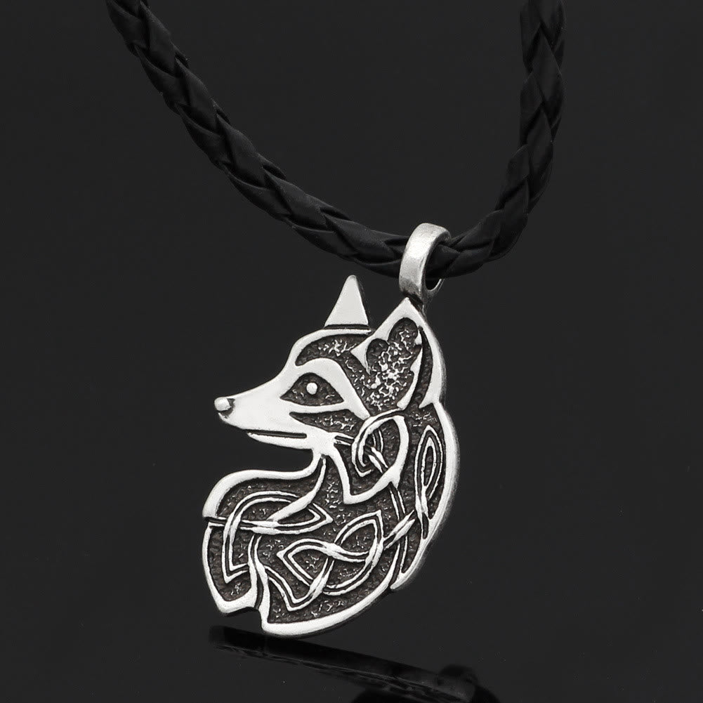 WorldNorse Celtic Wolf Head Statement Necklace