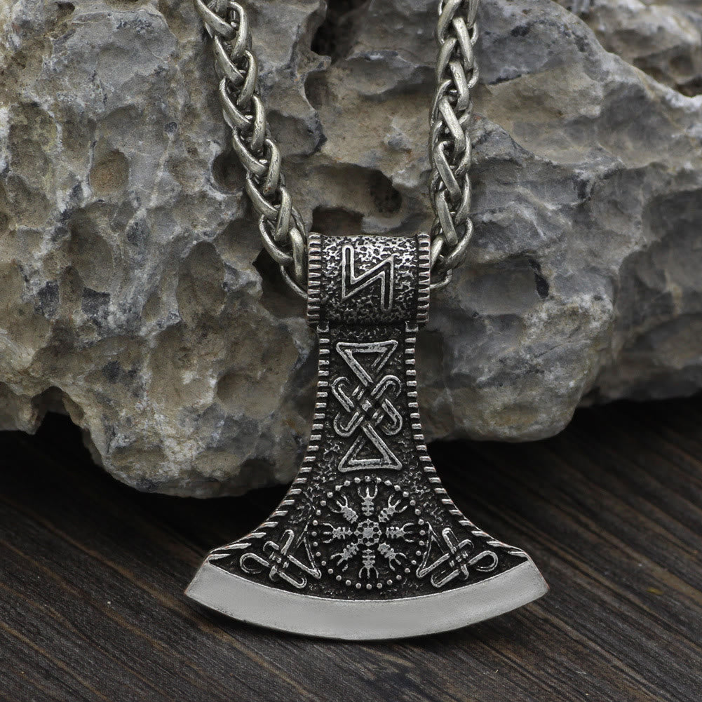 WorldNorse Hand-Forged Pirate Viking Axe Rune Necklace